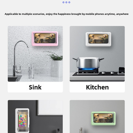 Waterproof Shower Phone Holder Wall Mount with Aromatherapy - 360° Rotating & Retractable Anti-Fog Case - Drill-Free Bathroom & Kitchen Mobile Stand - Green.