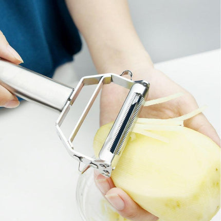 Premium Stainless Steel Dual Peeler & Julienne Cutter - 2-in-1 Vegetable Slicer with Swivel Blade - Heavy Duty Multi-Function Kitchen Tool for Potatoes, Carrots & Fruit.