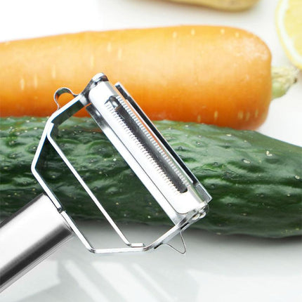 Premium Stainless Steel Dual Peeler & Julienne Cutter - 2-in-1 Vegetable Slicer with Swivel Blade - Heavy Duty Multi-Function Kitchen Tool for Potatoes, Carrots & Fruit.
