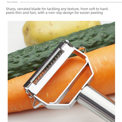 Premium Stainless Steel Dual Peeler & Julienne Cutter - 2-in-1 Vegetable Slicer with Swivel Blade - Heavy Duty Multi-Function Kitchen Tool for Potatoes, Carrots & Fruit.
