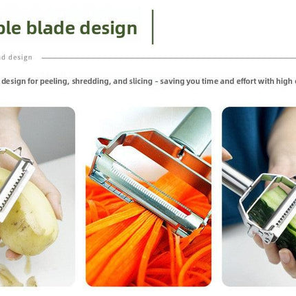 Premium Stainless Steel Dual Peeler & Julienne Cutter - 2-in-1 Vegetable Slicer with Swivel Blade - Heavy Duty Multi-Function Kitchen Tool for Potatoes, Carrots & Fruit.