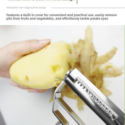 Premium Stainless Steel Dual Peeler & Julienne Cutter - 2-in-1 Vegetable Slicer with Swivel Blade - Heavy Duty Multi-Function Kitchen Tool for Potatoes, Carrots & Fruit.
