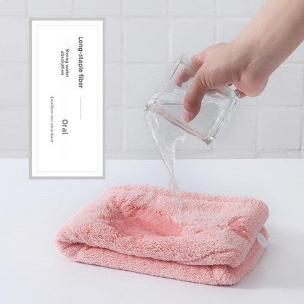 Soft Microfibre Hair Drying Towel Wrap - Super Absorbent Coral Fleece Turban with Secure Button - Quick Dry Bath Head Cap for Wet Hair & Spa - Crimson.