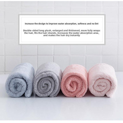 Soft Microfibre Hair Drying Towel Wrap - Super Absorbent Coral Fleece Turban with Secure Button - Quick Dry Bath Head Cap for Wet Hair & Spa - Crimson.