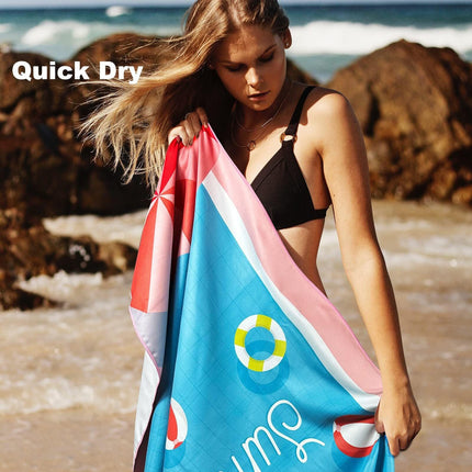 Sand Free Microfibre Beach Towel - Quick Dry Lightweight Travel Towel 70x150cm(240GSM) - 3D Sunglasses Print for Summer, Pool & Camping.