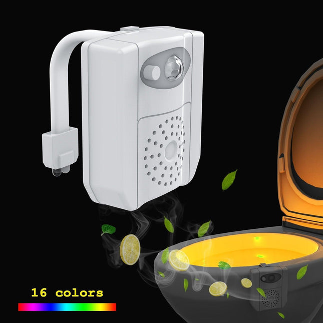 Motion Sensor Toilet Night Light 16 LED Colours - Bathroom Bowl Lamp with UV Sanitiser or Aromatherapy Options - Smart Home Gadget for Potty Training and Night Safety.