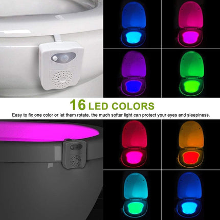 Motion Sensor Toilet Night Light 16 LED Colours - Bathroom Bowl Lamp with UV Sanitiser or Aromatherapy Options - Smart Home Gadget for Potty Training and Night Safety.