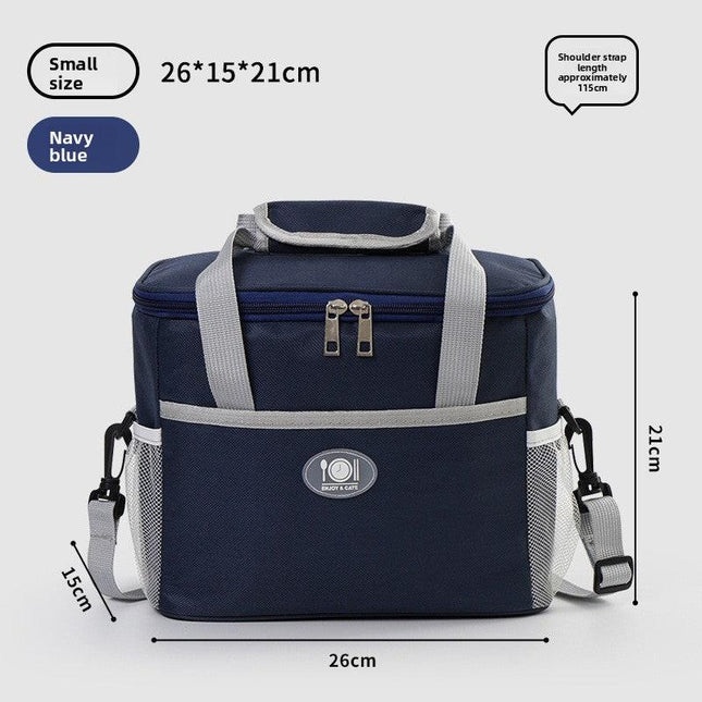 Insulated Lunch Bag Thermal Cooler Tote with Adjustable Shoulder Strap Waterproof Lining for Work School & Picnics Navy Blue Small.