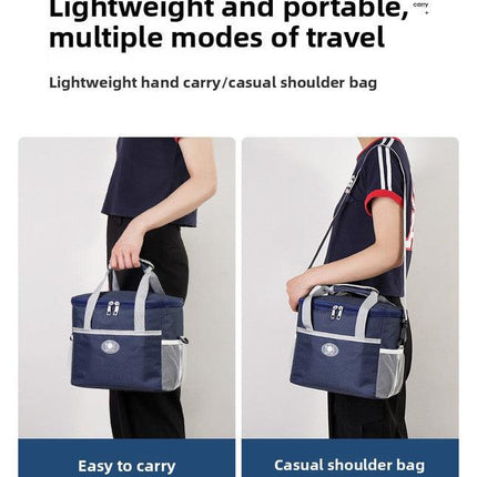 Insulated Lunch Bag Thermal Cooler Tote with Adjustable Shoulder Strap Waterproof Lining for Work School & Picnics Navy Blue Small.
