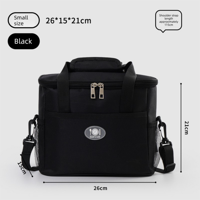 Insulated Lunch Bag Thermal Cooler Tote with Adjustable Shoulder Strap Waterproof Lining for Work School & Picnics Black Small.