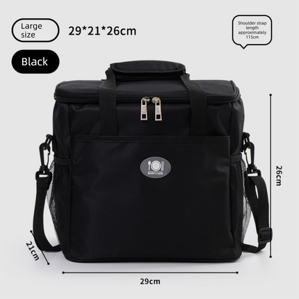 Large Insulated Cooler Bag Thermal Lunch Tote 16L Capacity with Adjustable Shoulder Strap for Picnics Camping & Work Black.