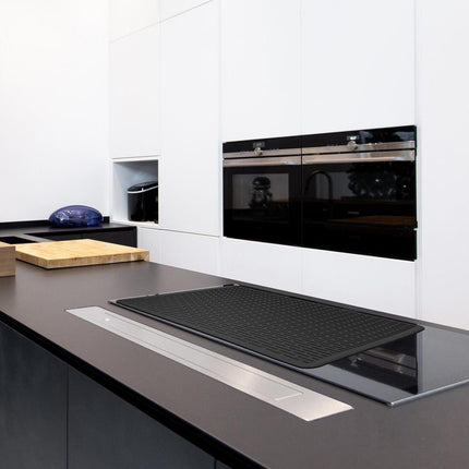 Silicone Stove Top Cover 71x50x0.2cm Heat Resistant Electric Cooktop Protector Mat for Kitchen Benchtop and Laundry Black.