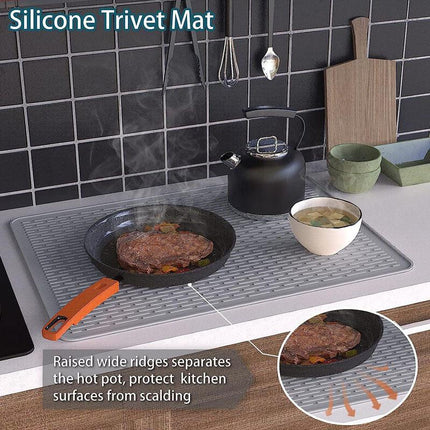Silicone Stove Top Cover 71x50x0.2cm Heat Resistant Electric Cooktop Protector Mat for Kitchen Benchtop and Laundry Black.