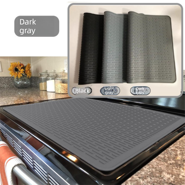 Silicone Stove Top Cover 71x50x0.3cm Heat Resistant Electric Cooktop Protector Mat for Kitchen Benchtop and Laundry Dark gray.