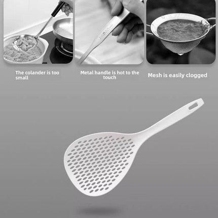 2 Pack Large Skimmer Slotted Spoon Colander Scoop - Long Handle Heat Resistant Food Strainer for Pasta, Noodles & Dumplings - White & Orange.