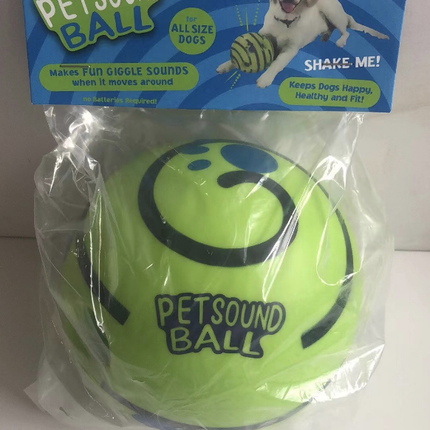 2 Pack Interactive Dog Giggle Ball Set 14cm - Green Wobble Sound Toy & White Glow in the Dark Luminous Ball - No Batteries Required for Medium to Large Dogs.
