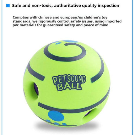 2 Pack Interactive Dog Giggle Ball Set 14cm - Green Wobble Sound Toy & White Glow in the Dark Luminous Ball - No Batteries Required for Medium to Large Dogs.