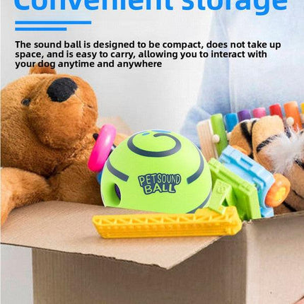 2 Pack Interactive Dog Giggle Ball Set 14cm - Green Wobble Sound Toy & White Glow in the Dark Luminous Ball - No Batteries Required for Medium to Large Dogs.