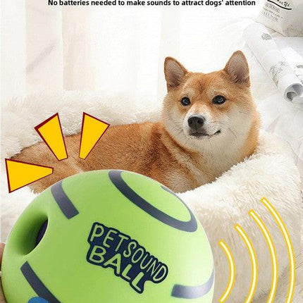 2 Pack Interactive Dog Giggle Ball Set 11cm - Green Wobble Sound Toy & White Glow in the Dark Luminous Ball - No Batteries Required for Small to Medium Dogs.
