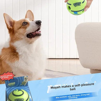 2 Pack Interactive Dog Giggle Ball Toy 8.8cm - Wobble Sound Fetch Toy for Puppies & Small to Medium Dogs - No Batteries Required - Green.