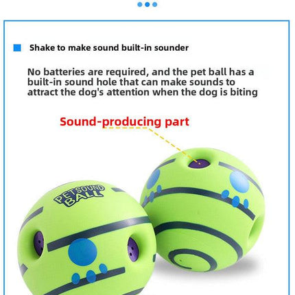 2 Pack Interactive Dog Giggle Ball Toy 8.8cm - Wobble Sound Fetch Toy for Puppies & Small to Medium Dogs - No Batteries Required - Green.
