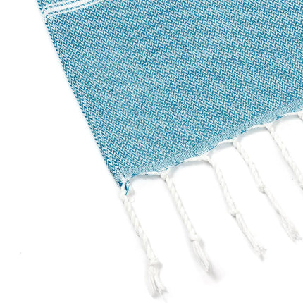 3 Pack Turkish Style Beach Towel Set 90x180cm - Quick Dry Lightweight Large Peshtemal Bath Sheet with Tassels - Brown, Blue&Orange.