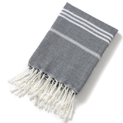 3 Pack Turkish Style Beach Towel Set 90x180cm - Quick Dry Lightweight Large Peshtemal Bath Sheet with Tassels - Royal blue, Black & Green.