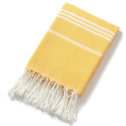 3 Pack Turkish Style Beach Towel Set 90x180cm - Quick Dry Lightweight Large Peshtemal Bath Sheet with Tassels - Rose red, Yellow & Light Yellow.