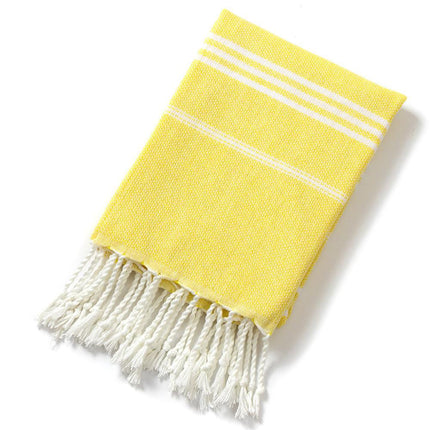 3 Pack Turkish Style Beach Towel Set 90x180cm - Quick Dry Lightweight Large Peshtemal Bath Sheet with Tassels - Rose red, Yellow & Light Yellow.