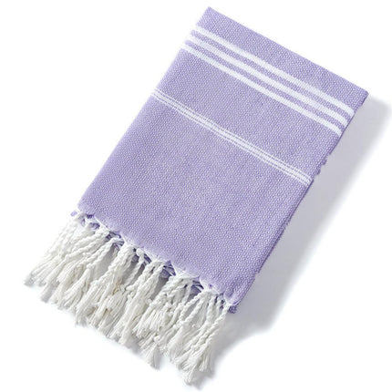 3 Pack Turkish Style Beach Towel Set 90x180cm - Quick Dry Lightweight Large Peshtemal Bath Sheet with Tassels - Red, Light Purple & Light Blue.