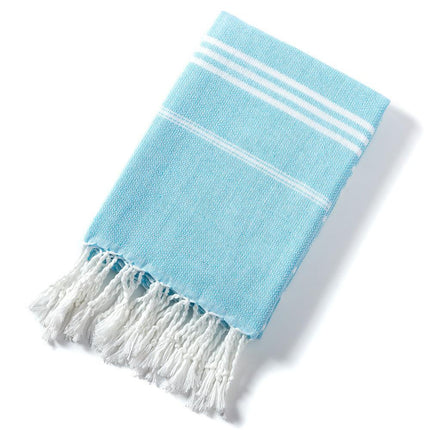 3 Pack Turkish Style Beach Towel Set 90x180cm - Quick Dry Lightweight Large Peshtemal Bath Sheet with Tassels - Red, Light Purple & Light Blue.