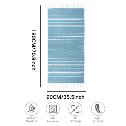 3 Pack Turkish Style Beach Towel Set 90x180cm - Quick Dry Lightweight Large Peshtemal Bath Sheet with Tassels - Red, Light Purple & Light Blue.
