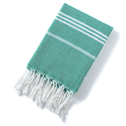 3 Pack Turkish Style Beach Towel Set 90x180cm - Quick Dry Lightweight Large Peshtemal Bath Sheet with Tassels - Emerald green, Light Gray & Pink.