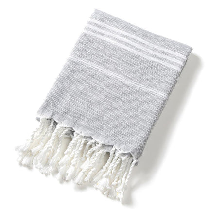 3 Pack Turkish Style Beach Towel Set 90x180cm - Quick Dry Lightweight Large Peshtemal Bath Sheet with Tassels - Emerald green, Light Gray & Pink.