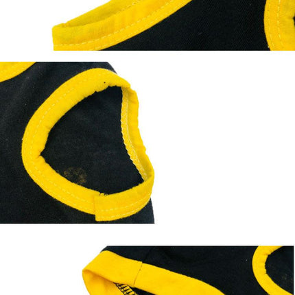 2 Pack Cotton Pet Vest "Security" Print - Black with Yellow & Pink with Black Trim - Breathable Summer Dog Tank Top Size XL (Chest 56cm) for Small Breeds.