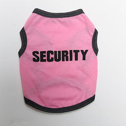 2 Pack Cotton Pet Vest "Security" Print - Black with Yellow & Pink with Black Trim - Breathable Summer Dog Tank Top Size XL (Chest 56cm) for Small Breeds.