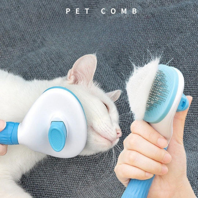 5-in-1 Pet Grooming Kit Blue - Stainless Steel Deshedding Rake, Self-Cleaning Slicker Brush, Grooming Glove & Nail Trimmer Set for Dogs & Cats.