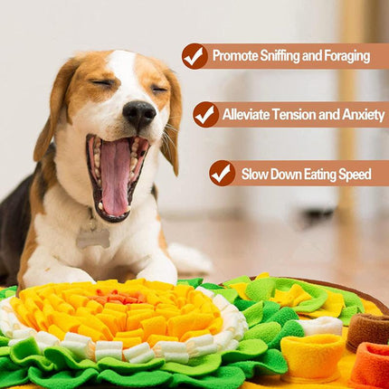 Interactive Dog Snuffle Mat Bone Shape 64x43cm - Slow Feeder & Foraging Puzzle Toy - Golden Yellow Fleece Nosework Pad for Anxiety Relief & Mental Stimulation.