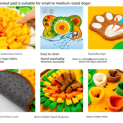 Interactive Dog Snuffle Mat Bone Shape 64x43cm - Slow Feeder & Foraging Puzzle Toy - Golden Yellow Fleece Nosework Pad for Anxiety Relief & Mental Stimulation.