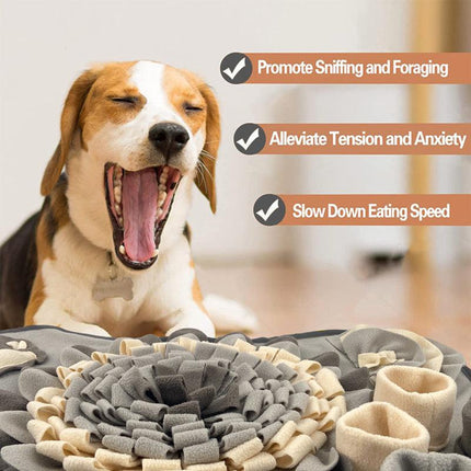 Interactive Dog Snuffle Mat Bone Shape Grey 64x43cm - Slow Feeder & Foraging Puzzle Toy - Washable Fleece Nosework Pad for Anxiety Relief & Mental Stimulation.