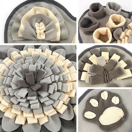 Interactive Dog Snuffle Mat Bone Shape Grey 64x43cm - Slow Feeder & Foraging Puzzle Toy - Washable Fleece Nosework Pad for Anxiety Relief & Mental Stimulation.