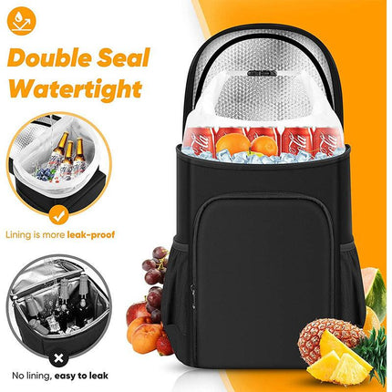 Large 45 Can Insulated Cooler Backpack for Picnic, Beach, and Camping in Australia - 36H Cooling, Waterproof Oxford Cloth, Black.