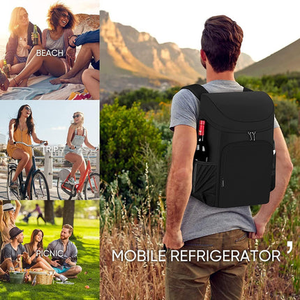 Large 45 Can Insulated Cooler Backpack for Picnic, Beach, and Camping in Australia - 36H Cooling, Waterproof Oxford Cloth, Black.