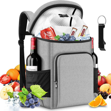 Large 45 Can Insulated Cooler Backpack for Picnic, Beach, and Camping in Australia - 36H Cooling, Waterproof Oxford Cloth, Gray.