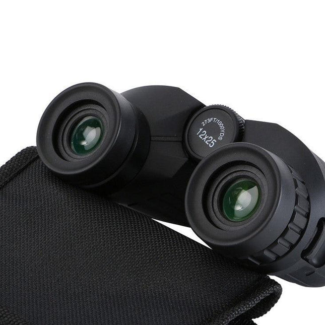 Compact 12x25 Binoculars High Power HD BAK4 Prism Waterproof Telescope for Bird Watching Hiking Travel Concerts.