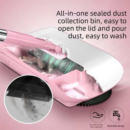 2-in-1 Manual Push Sweeper & Mop with Two Original Clothes - Handheld Floor Cleaner with Sealed Dustbin - Lightweight Cordless Design for Hardwood, Tile, and Marble Floors - Blue.