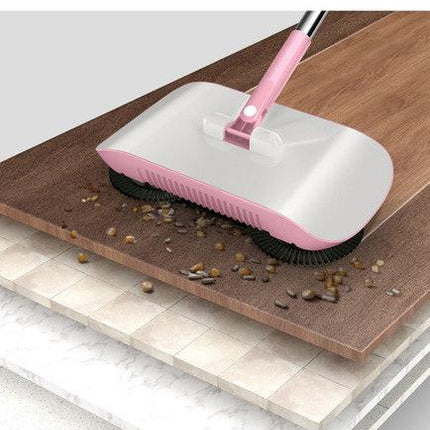 2-in-1 Manual Push Sweeper & Mop with Three Original Clothes - Handheld Floor Cleaner with Sealed Dustbin - Lightweight Cordless Design for Hardwood, Tile, and Marble Floors - Blue.