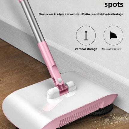 2-in-1 Manual Push Sweeper & Mop with Three Original Clothes - Handheld Floor Cleaner with Sealed Dustbin - Lightweight Cordless Design for Hardwood, Tile, and Marble Floors - Blue.
