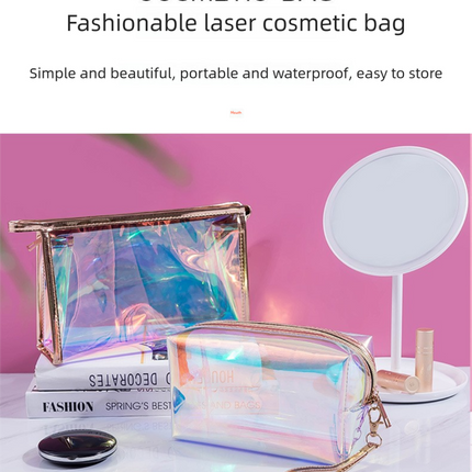 4 PCS Holographic Mini Coin Purses - Iridescent TPU Keyring Pouch - Waterproof Clear Storage for Earbuds, Lipstick & Keys - Small Rectangular Bag Charm 9cm.