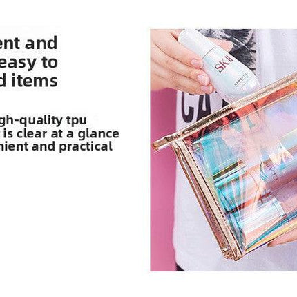 4 PCS Holographic Mini Coin Purses - Iridescent TPU Keyring Pouch - Waterproof Clear Storage for Earbuds, Lipstick & Keys - Small Rectangular Bag Charm 9cm.
